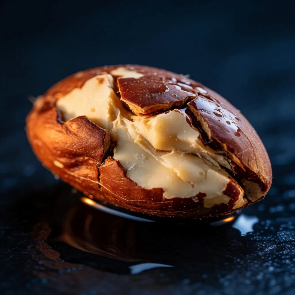 Brazil nut on dark slate